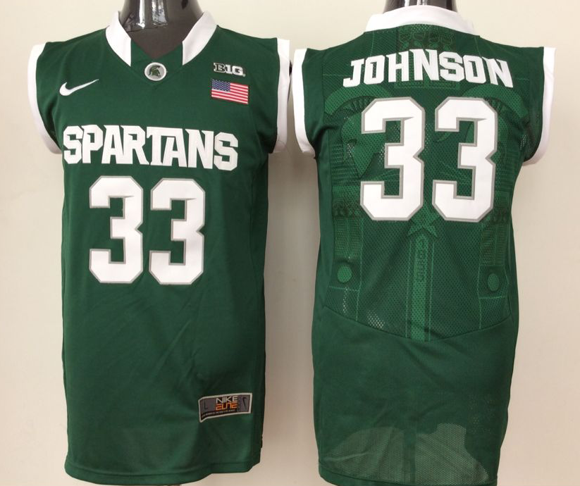 NCAA Men Michigan State Spartans Green 33 johnson